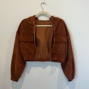 Corduroy Cropped Jacket- Shein